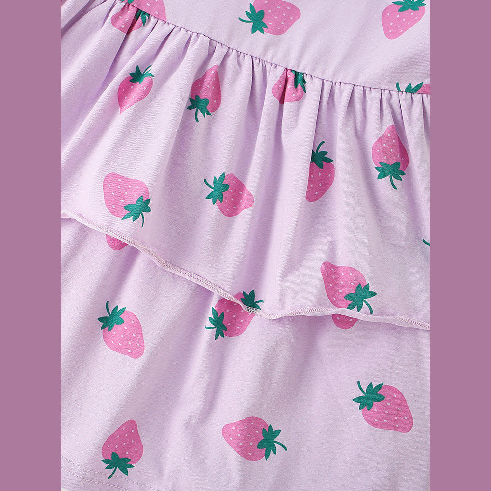 MyKids-USA® Baby Kids Girls Short Sleeves Cute Strawberry Pattern Dress