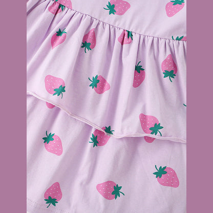 MyKids-USA® Baby Kids Girls Short Sleeves Cute Strawberry Pattern Dress