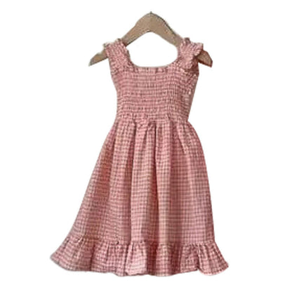 MyKids-USA® Baby Girls Sleeveless Plaid Pattern Strap Dress