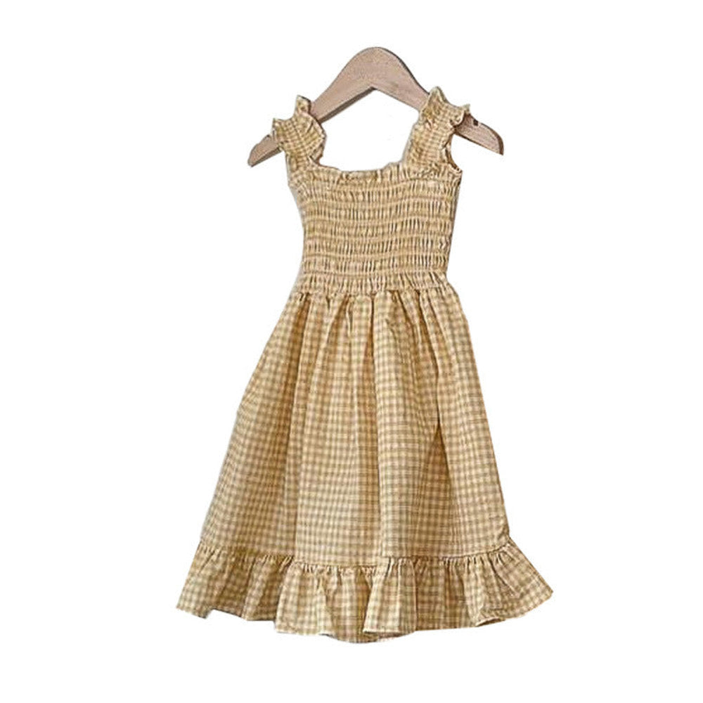 MyKids-USA® Baby Girls Sleeveless Plaid Pattern Strap Dress