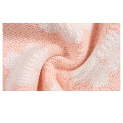 MyKids-USA® Flowers Pattern Long Sleeves Pink Knitted Pullover for Stylish Girls