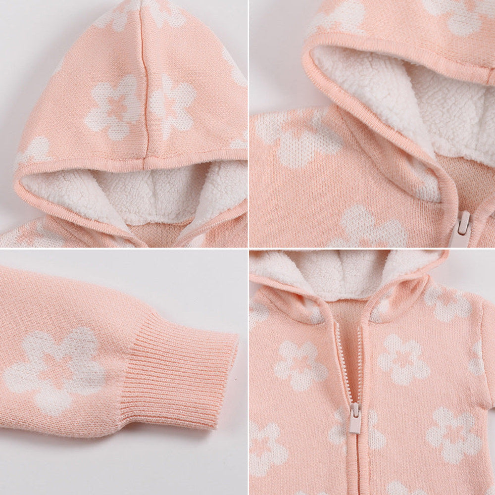 MyKids-USA® Design Baby Kids Girls Long Sleeves Flowers Pattern Fleece-Lined Rompers