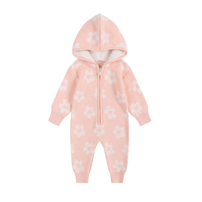 MyKids-USA® Design Baby Kids Girls Long Sleeves Flowers Pattern Fleece-Lined Rompers