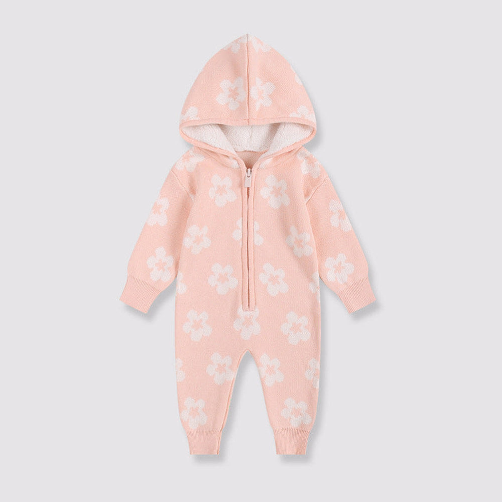 MyKids-USA® Design Baby Kids Girls Long Sleeves Flowers Pattern Fleece-Lined Rompers