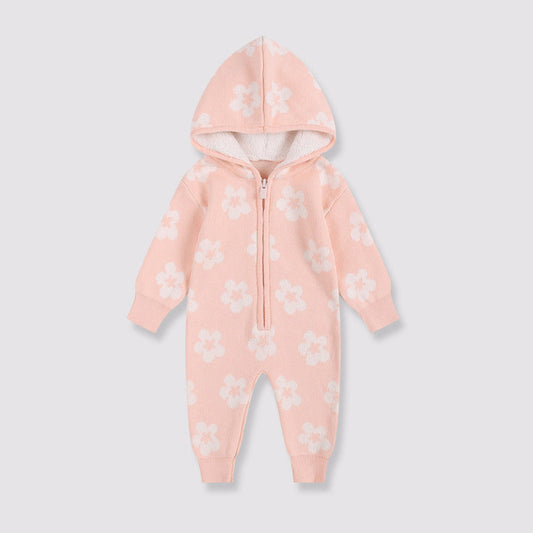 MyKids-USA® Design Winter Baby Kids Girls Long Sleeves Flowers Pattern Fleece-Lined Rompers
