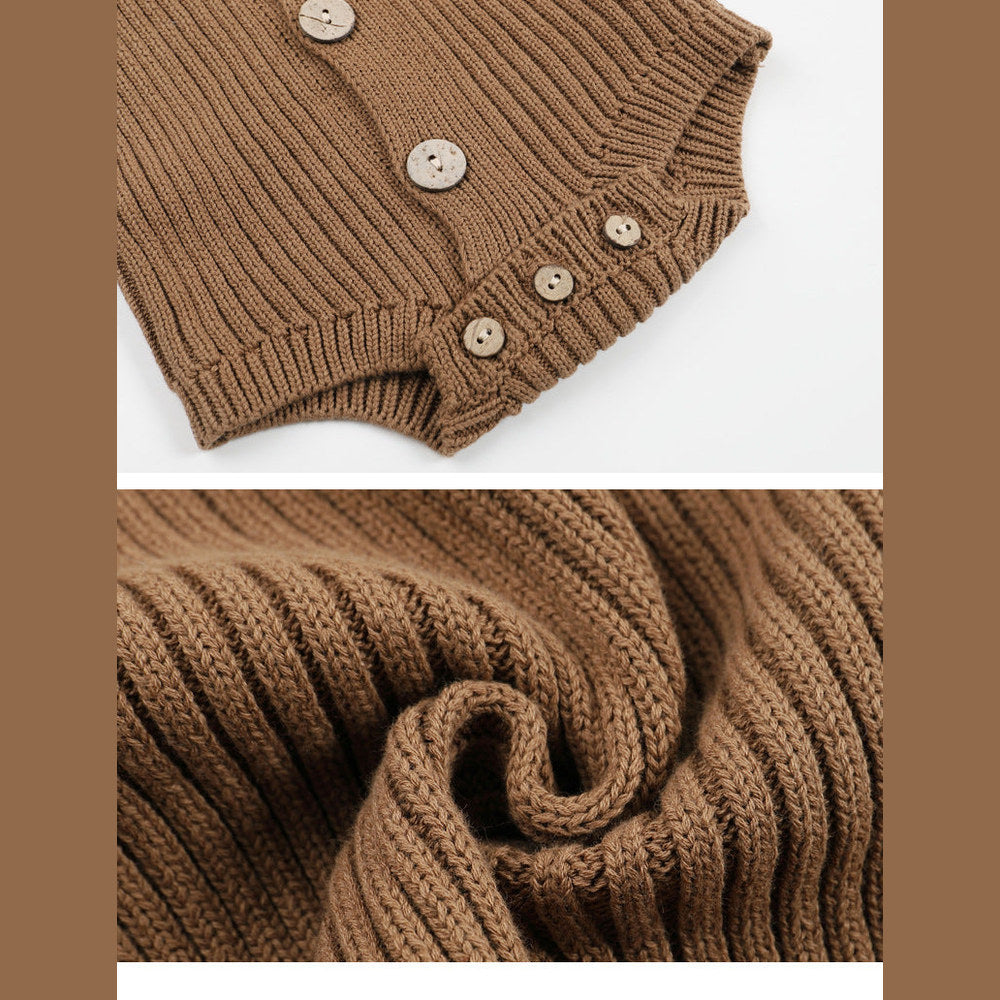 MyKids-USA® Baby Kids Long Sleeves Solid Color Knitted Bodysuit