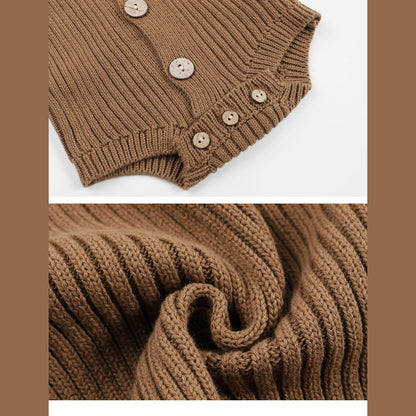 MyKids-USA® Baby Kids Long Sleeves Solid Color Knitted Bodysuit