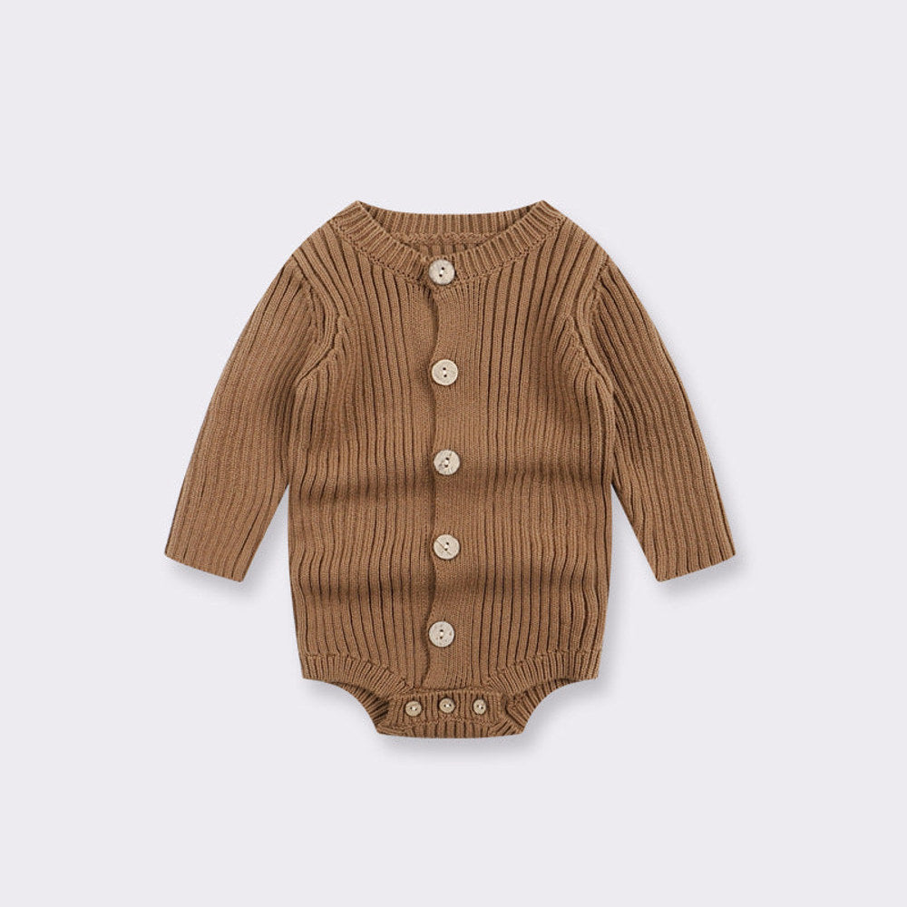 MyKids-USA® Baby Kids Long Sleeves Solid Color Knitted Bodysuit