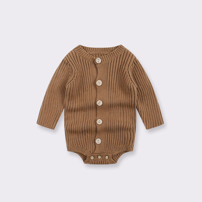 MyKids-USA® Baby Kids Long Sleeves Solid Color Knitted Bodysuit
