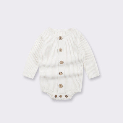 MyKids-USA® Baby Kids Long Sleeves Solid Color Knitted Bodysuit
