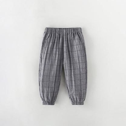 MyKids-USA® Plaid Check Kids Sweatpants-Style Trousers