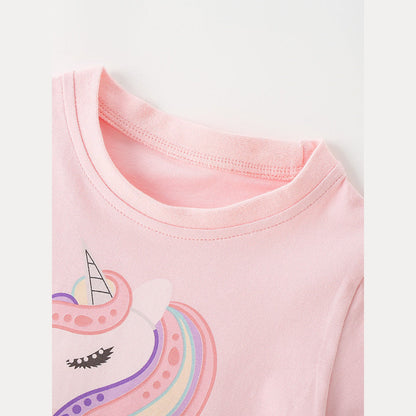 MyKids-USA® Baby Kids Girls Short Sleeves Cartoon Unicorn Pattern Dress