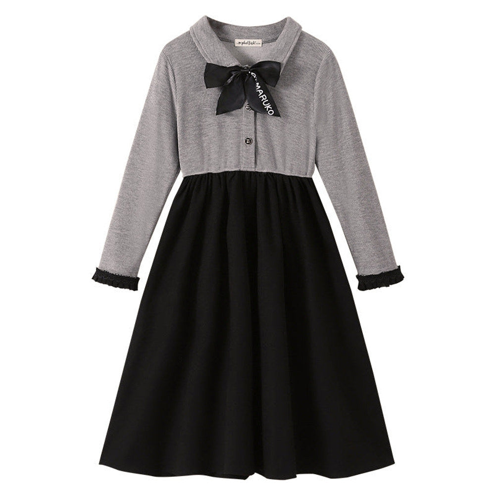 MyKids-USA® Long Sleeves Color Patchwork Dress for Stylish Girls