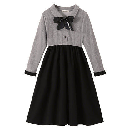 MyKids-USA® Long Sleeves Color Patchwork Dress for Stylish Girls