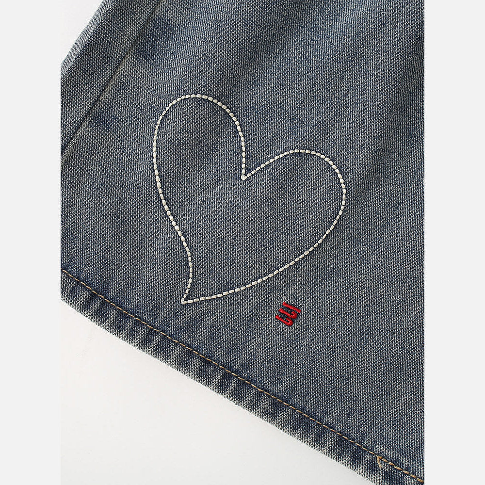 MyKids-USA® Girls Heart Pattern Lightweight Jeans