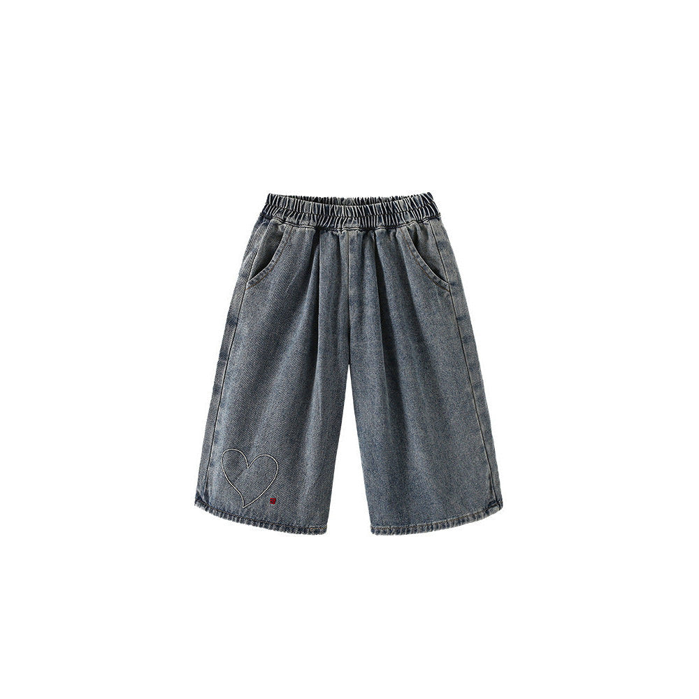 MyKids-USA® Girls Heart Pattern Lightweight Jeans