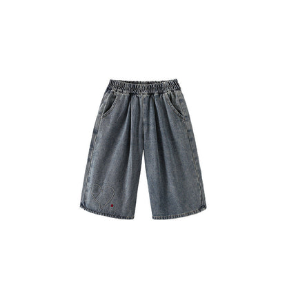 MyKids-USA® Girls Heart Pattern Lightweight Jeans