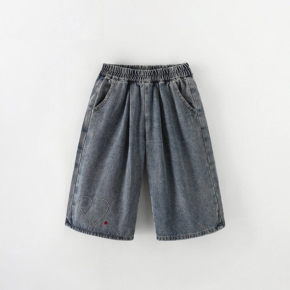MyKids-USA® Girls Heart Pattern Lightweight Jeans