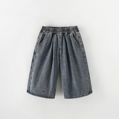 MyKids-USA® Girls Heart Pattern Lightweight Jeans