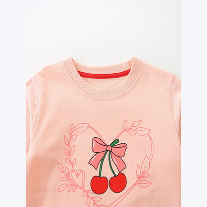MyKids-USA® Cherry Cartoon Pattern Long Sleeves Sweatshirt for Stylish Girls