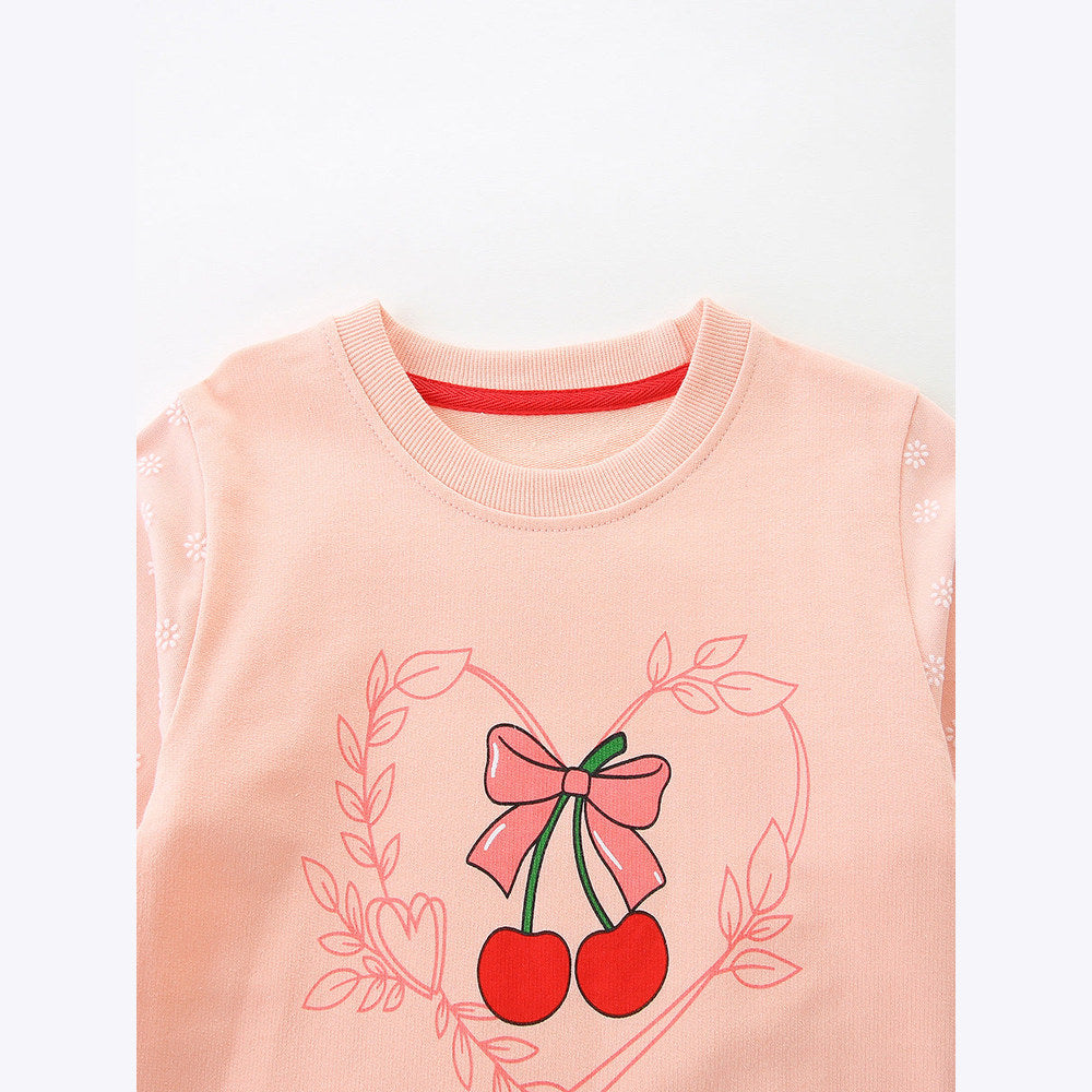 MyKids-USA® Cherry Cartoon Pattern Long Sleeves Sweatshirt for Stylish Girls