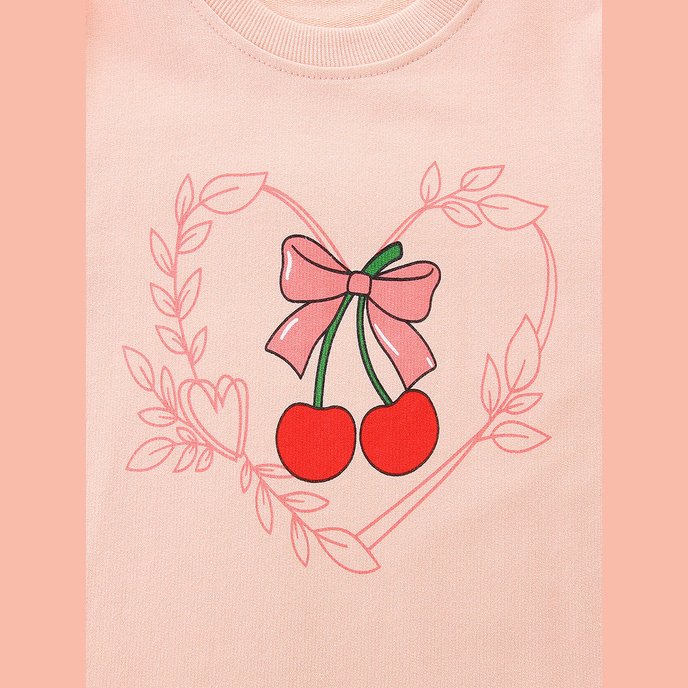 MyKids-USA® Cherry Cartoon Pattern Long Sleeves Sweatshirt for Stylish Girls