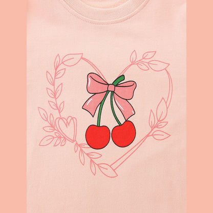 MyKids-USA® Cherry Cartoon Pattern Long Sleeves Sweatshirt for Stylish Girls