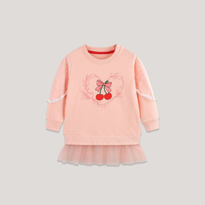 MyKids-USA® Cherry Cartoon Pattern Long Sleeves Sweatshirt for Stylish Girls
