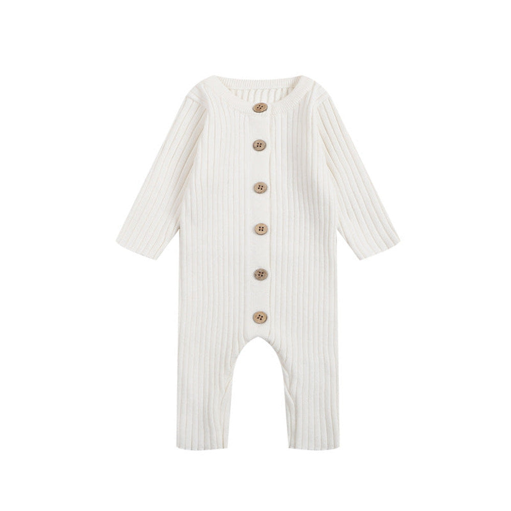 MyKids-USA® Baby Kids Long Sleeves Solid Color Single Breasted Rompers