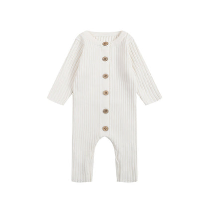 MyKids-USA® Baby Kids Long Sleeves Solid Color Single Breasted Rompers