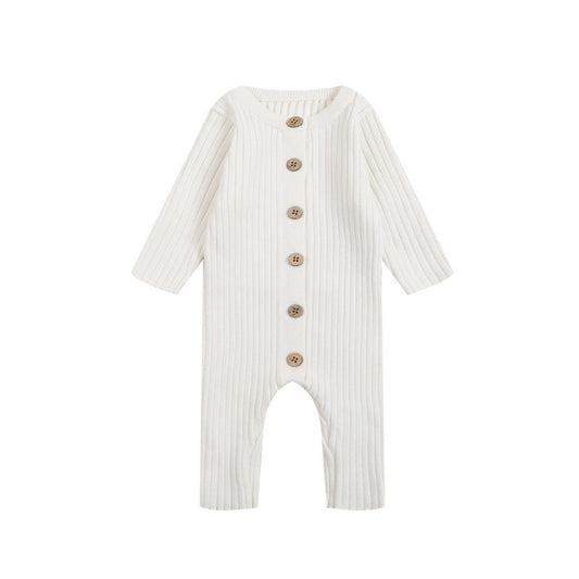 MyKids-USA® Autumn Baby Kids Long Sleeves Solid Color Single Breasted Rompers