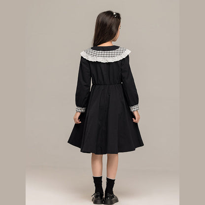 MyKids-USA® Long Sleeves Plaid Pattern Color Patchwork Dress for Stylish Girls