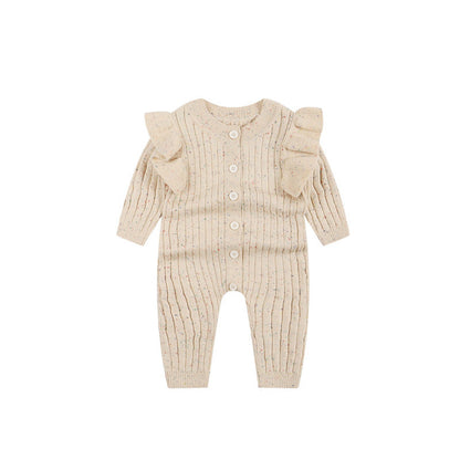 MyKids-USA® Baby Kids Long Sleeves Dots Pattern Single Breasted Knitted Rompers