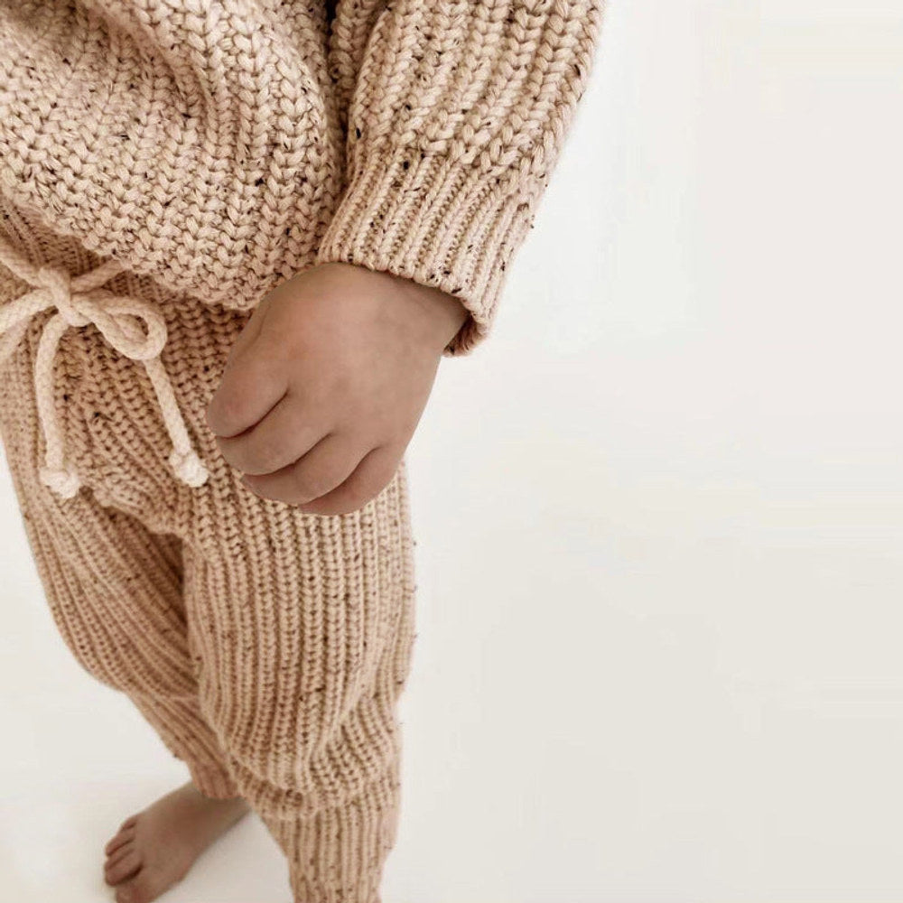 MyKids-USA® Kids Long Sleeves Dots Pattern Pullover and Pants Knitted Clothes