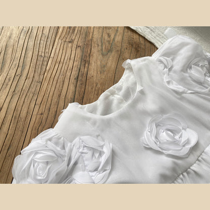 MyKids-USA® Baby Girls Short Sleeves Solid Color Flowers Pattern Bodysuit Dress