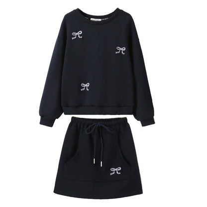 MyKids-USA® Kids Girls Long Sleeves Butterfly-bows Pattern Pullover and Skirt Sets