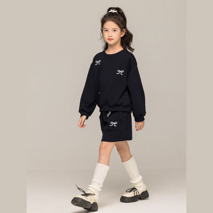 MyKids-USA® Kids Girls Long Sleeves Butterfly-bows Pattern Pullover and Skirt Sets