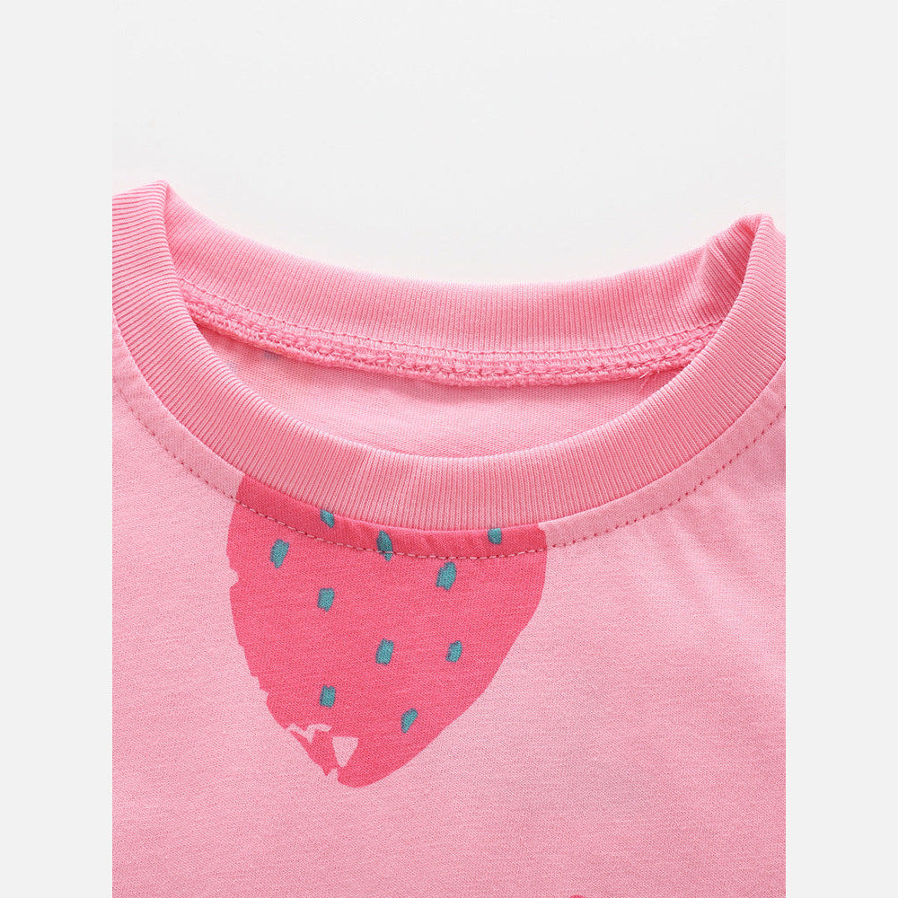 MyKids-USA® Baby Kids Girls Short Sleeves Strawberry Pattern T-shirt and Shorts Clothing Set