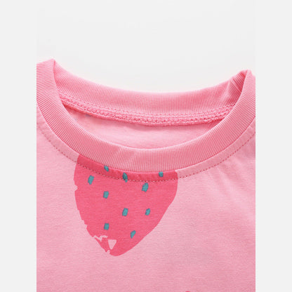 MyKids-USA® Baby Kids Girls Short Sleeves Strawberry Pattern T-shirt and Shorts Clothing Set
