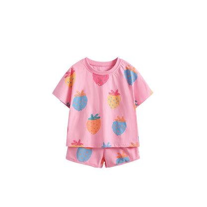 MyKids-USA® Baby Kids Girls Short Sleeves Strawberry Pattern T-shirt and Shorts Clothing Set