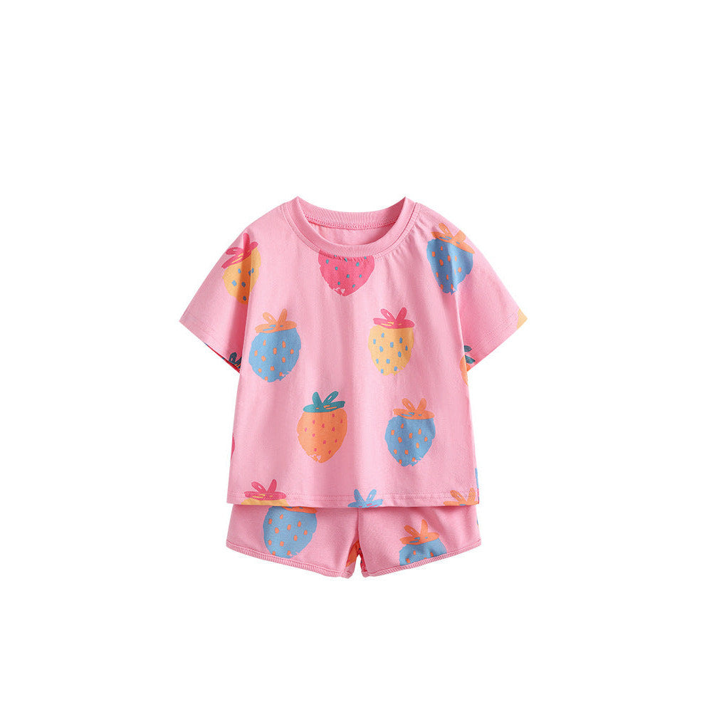 MyKids-USA® Baby Kids Girls Short Sleeves Strawberry Pattern T-shirt and Shorts Clothing Set