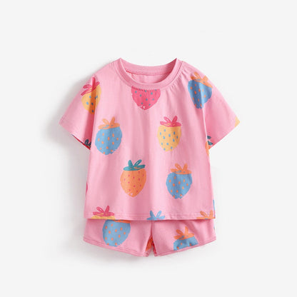 MyKids-USA® Baby Kids Girls Short Sleeves Strawberry Pattern T-shirt and Shorts Clothing Set