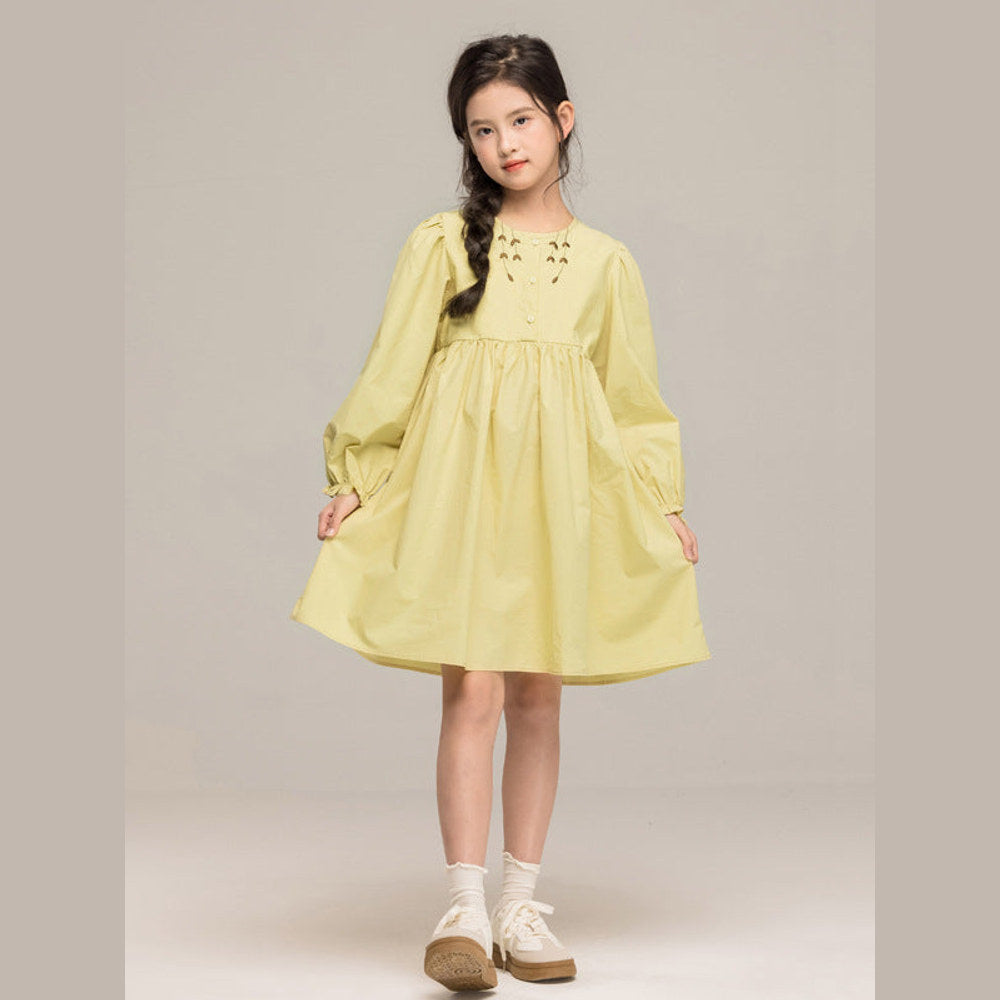 MyKids-USA® Long Sleeves Embroidered Pattern Dress for Stylish Girls