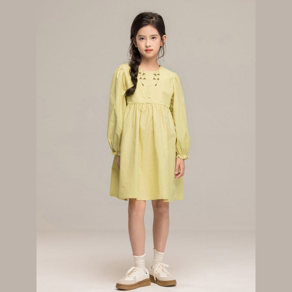 MyKids-USA® Long Sleeves Embroidered Pattern Dress for Stylish Girls