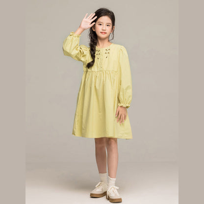MyKids-USA® Long Sleeves Embroidered Pattern Dress for Stylish Girls