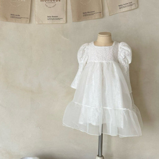 MyKids-USA® Baby Girls Long Sleeves Lace Tulle Dress