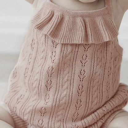 MyKids-USA® Baby Sleeveless Hollow-out Pattern Knitted Bodysuit