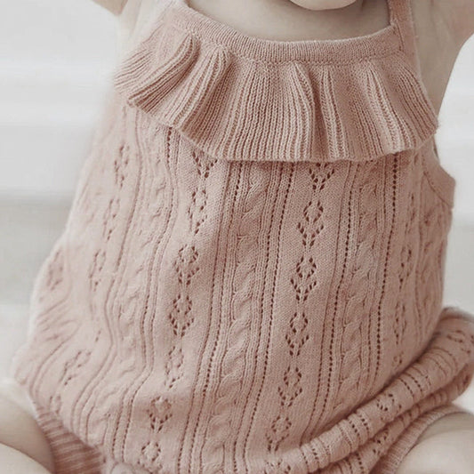 MyKids-USA® Baby Sleeveless Hollow-out Pattern Knitted Bodysuit