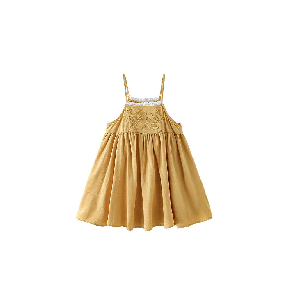MyKids-USA® Baby Kids Girls Sleeveless Flowers Pattern Lace Trim Dress