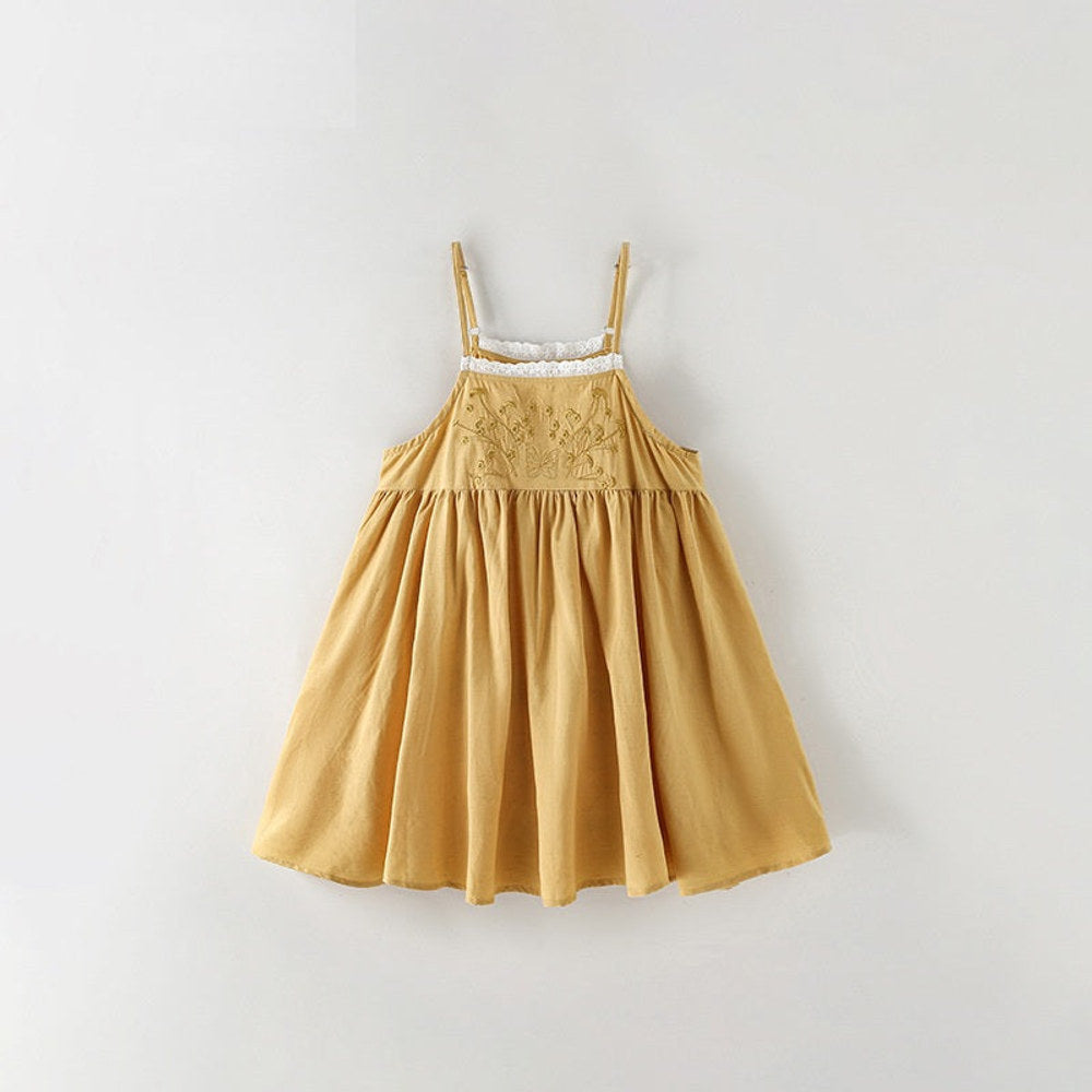 MyKids-USA® Baby Kids Girls Sleeveless Flowers Pattern Lace Trim Dress
